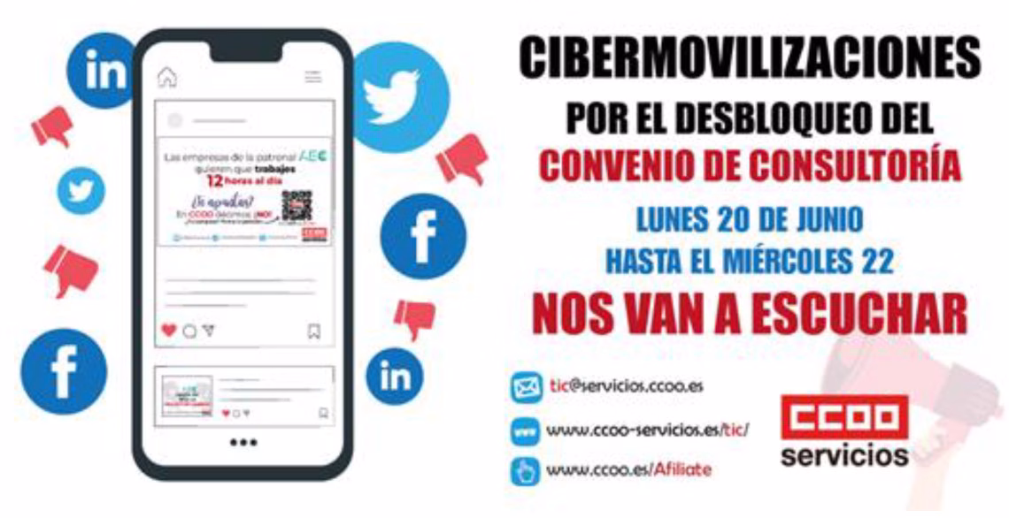 CCOO convoca 3 días de cibermovilizaciones por el desbloqueo del convenio de consultoría