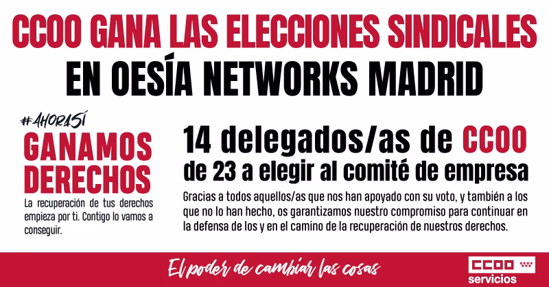 CCOO OESIA GANA LAS ELECCIONES EN OESIA MADRID RIVAS-VACIAMADRID